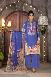 Caribbean - Huda Digital Printed & Embroidered Karandi